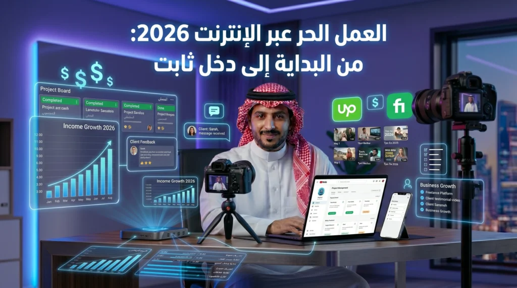 العمل الحر عبر الإنترنت 2026 مع رجل سعودي يعمل كمستقل ويحقق دخل ثابت من المشاريع الأونلاين