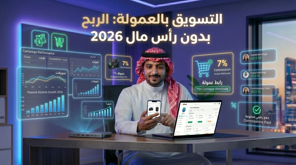 التسويق بالعمولة 2026 مع رجل سعودي يروج منتجات عبر الإنترنت ويحقق عمولات بدون رأس مال